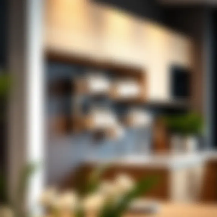 Contemporary Mug Display in Kitchen Stylish wall-mounted mug rack in a modern kitchen setting