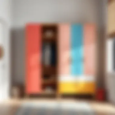 Modern wardrobe design for young individuals with vibrant colors