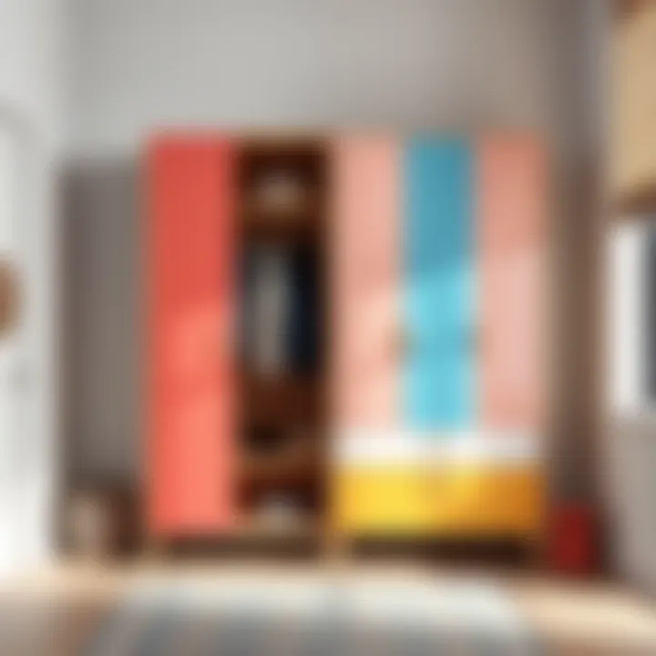 Modern wardrobe design for young individuals with vibrant colors