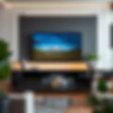 Stylish mounted TV unit in a contemporary living room