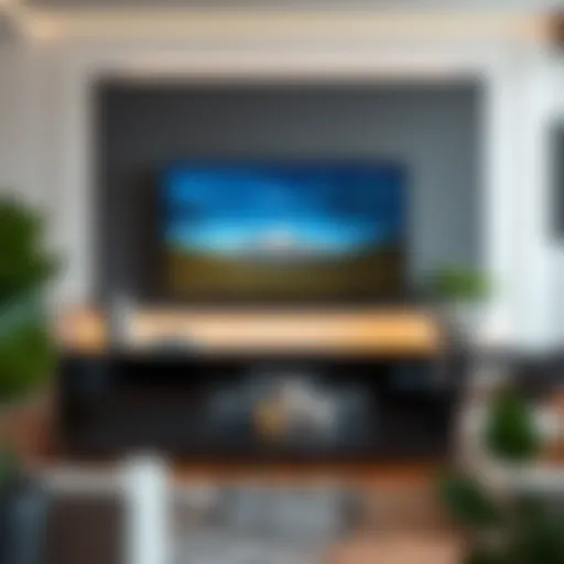 Stylish mounted TV unit in a contemporary living room