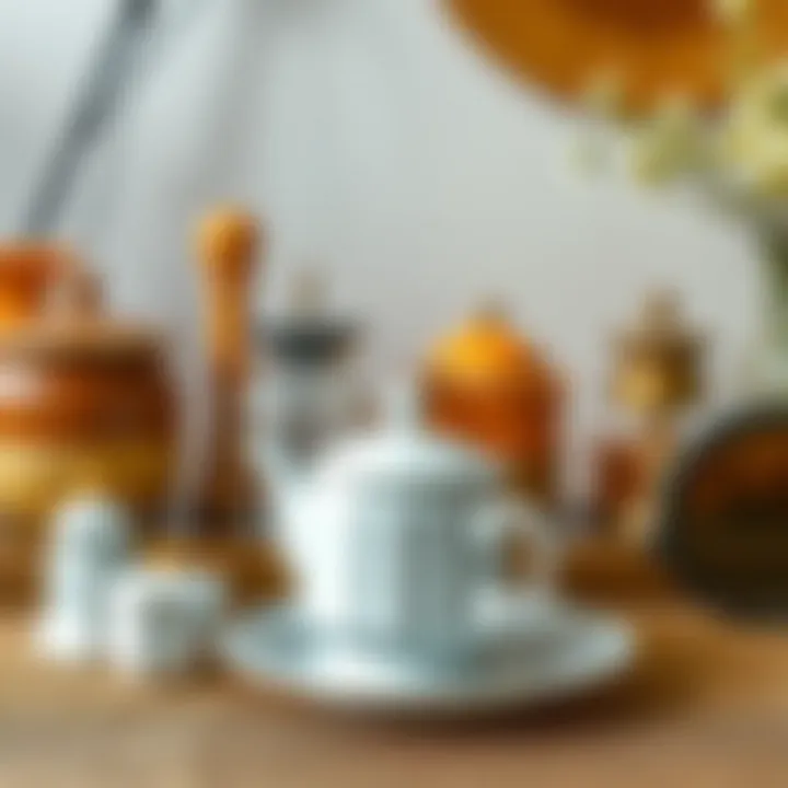 Variety of tea and sugar containers arranged stylishly