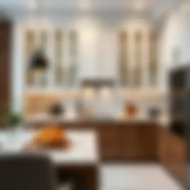 Elegant glass cabinet fronts adding sophistication to kitchen space