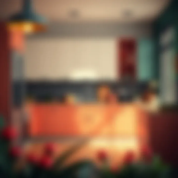 Contemporary Kitchen with Vibrant Colors Contemporary kitchen featuring vibrant colors and functional cabinetry.