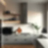 Elegant kitchen wall adorned with stylish shelves and unique decor