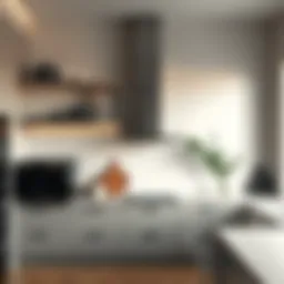 Elegant kitchen wall adorned with stylish shelves and unique decor