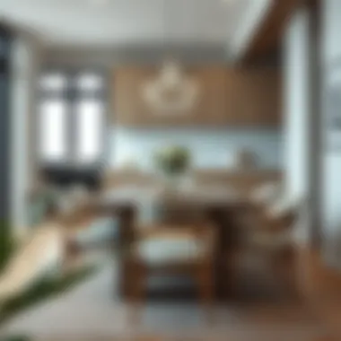 Sophisticated design of a kitchen table with cushioned seats