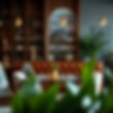 Chic bar table surrounded by stylish decor elements