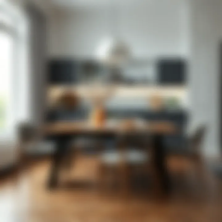 Elegant Wooden Kitchen Table Elegant wooden kitchen table in a modern setting