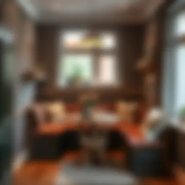 Cozy kitchen seating nook with soft fabrics and warm colors