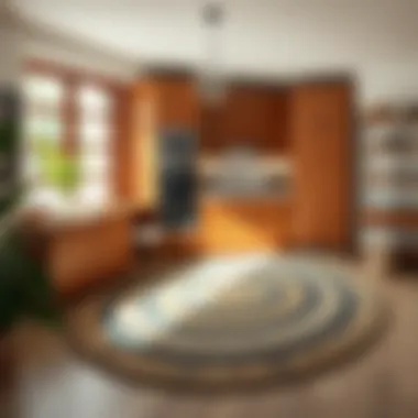 Stylish oval rug enhancing kitchen decor