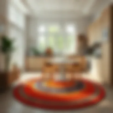 Vibrant oval kitchen rug complementing interior design