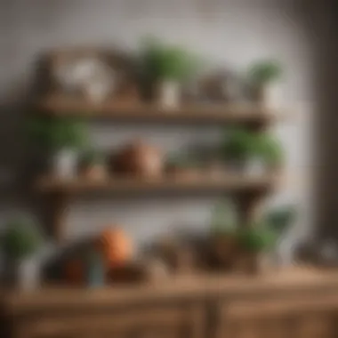 Charming Rustic Shelves for a Cozy Atmosphere Rustic wooden shelves adorned with plants and decorative items in a cozy kitchen