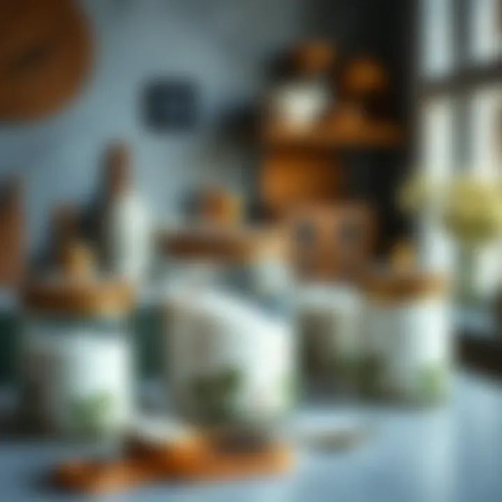 Artistic sugar jars enhancing kitchen decor
