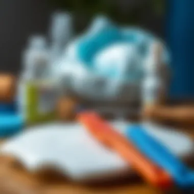 Close-up of silicone materials and tools used for application