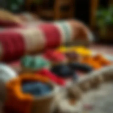 Various natural dyes used for wool rug weaving