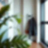 Elegant coat rack in a modern office environment