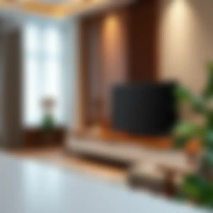 Elegant office interior featuring a stylish TV unit