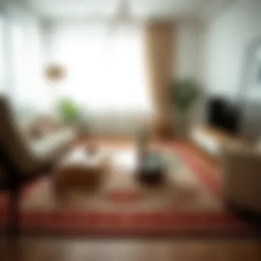 Modern living room featuring an authentic rug