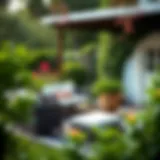 Beautiful outdoor garden furniture set in a lush garden setting