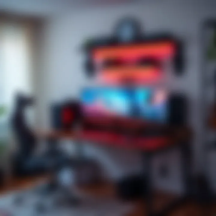 Organized Gaming Desk for Optimal Functionality Well-organized gaming desk with accessories