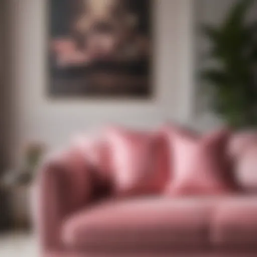 Elegant pink cushion cover enhancing a living room aesthetic