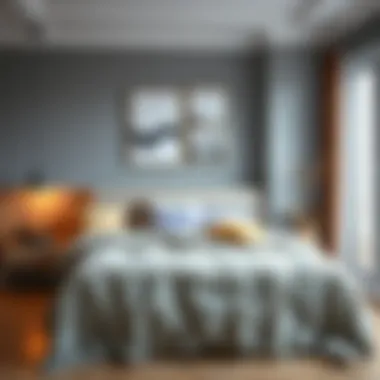 Trendy pike bedspread displayed in a modern living space