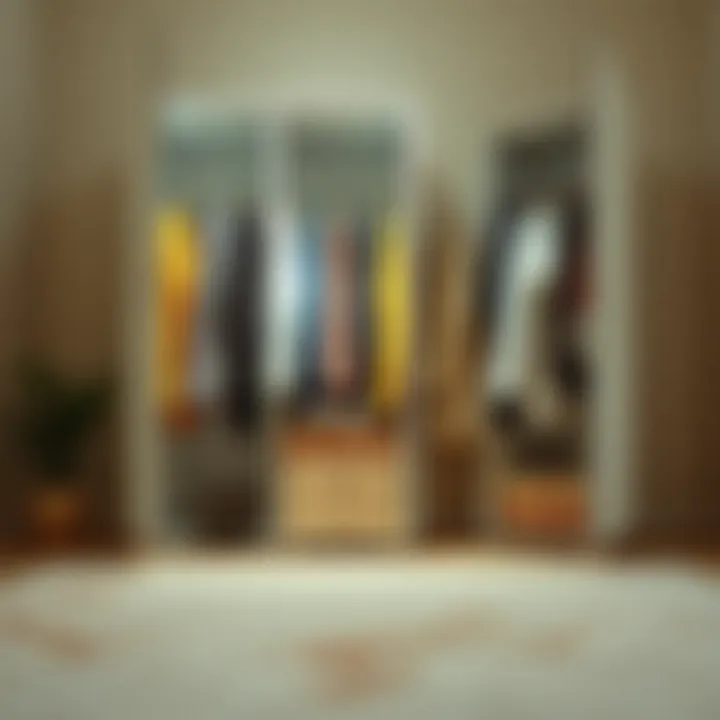 Organized portable wardrobe with neatly arranged clothing