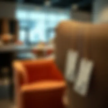 Pricing Insights for Upholstery Foams Price tags on different upholstery foam options in a showroom.