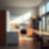 Stylish ready-made kitchen cabinets in a modern setting