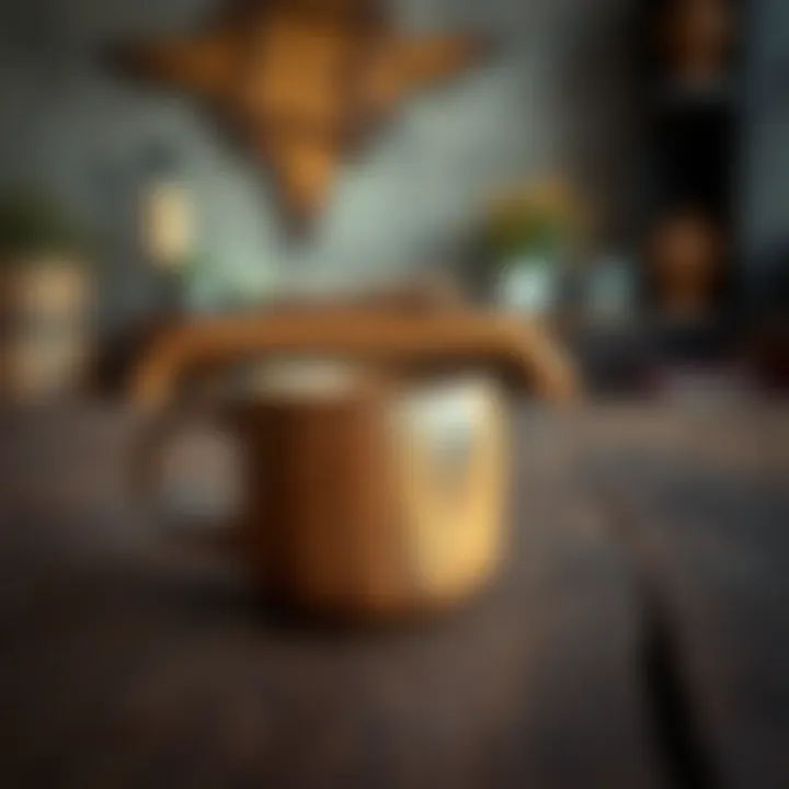 Rustic wooden coffee mug on a wooden table