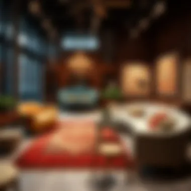 Diverse styles of salon rugs displayed for selection