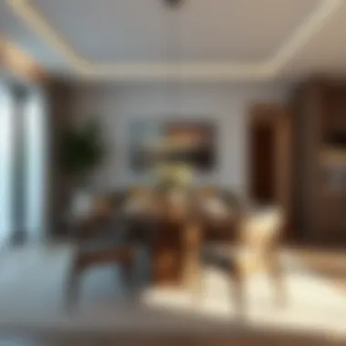 Spacious living area with a well-placed dining table