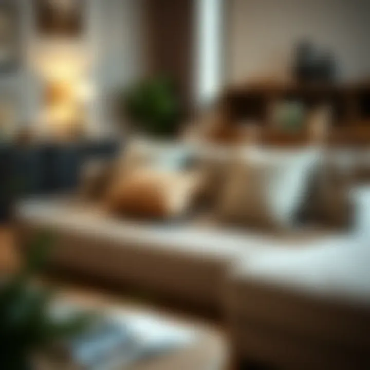 Stylish upholstered sofa bed with storage features