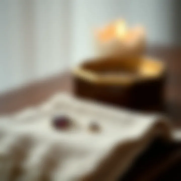 An elegant small jewelry item displayed on a soft cloth