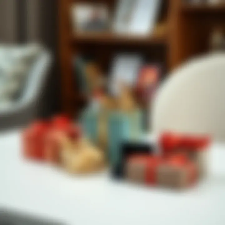 A collection of personalized gifts on a table
