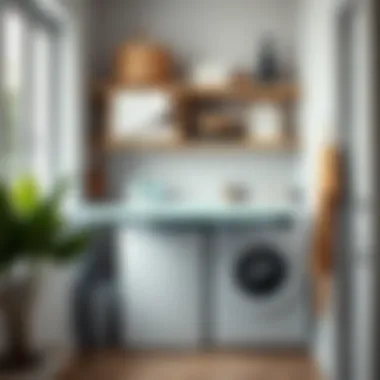 Functional Use in Laundry Area Functional use of a shelf ironing board in a stylish laundry area
