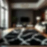 Elegant Black and White Rug in a Living Room Elegant black and white rug enhancing home decor