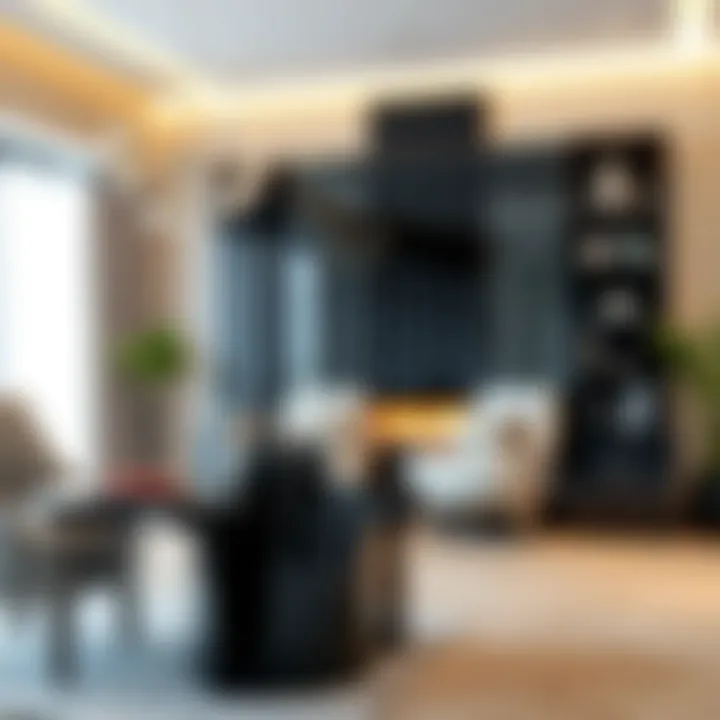 Black glass foil used in a stylish furniture piece