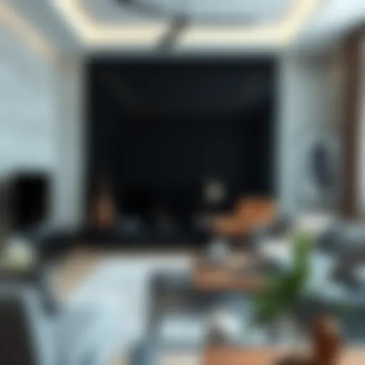 Elegant black glass foil application in a modern living room