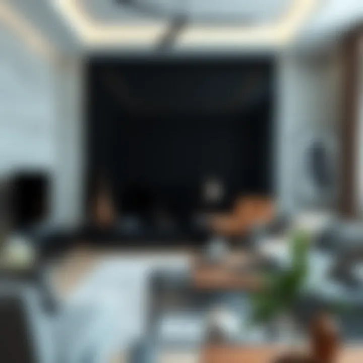 Elegant black glass foil application in a modern living room