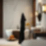 Elegant black hand towel displayed in a modern bathroom setting