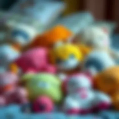 An assortment of colorful plush toys designed for children's emotional comfort