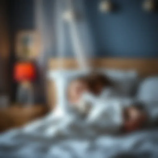 A Cozy Bedroom Scene with Sleeping Companions A cozy bedroom scene with a child happily hugging a plush toy in bed