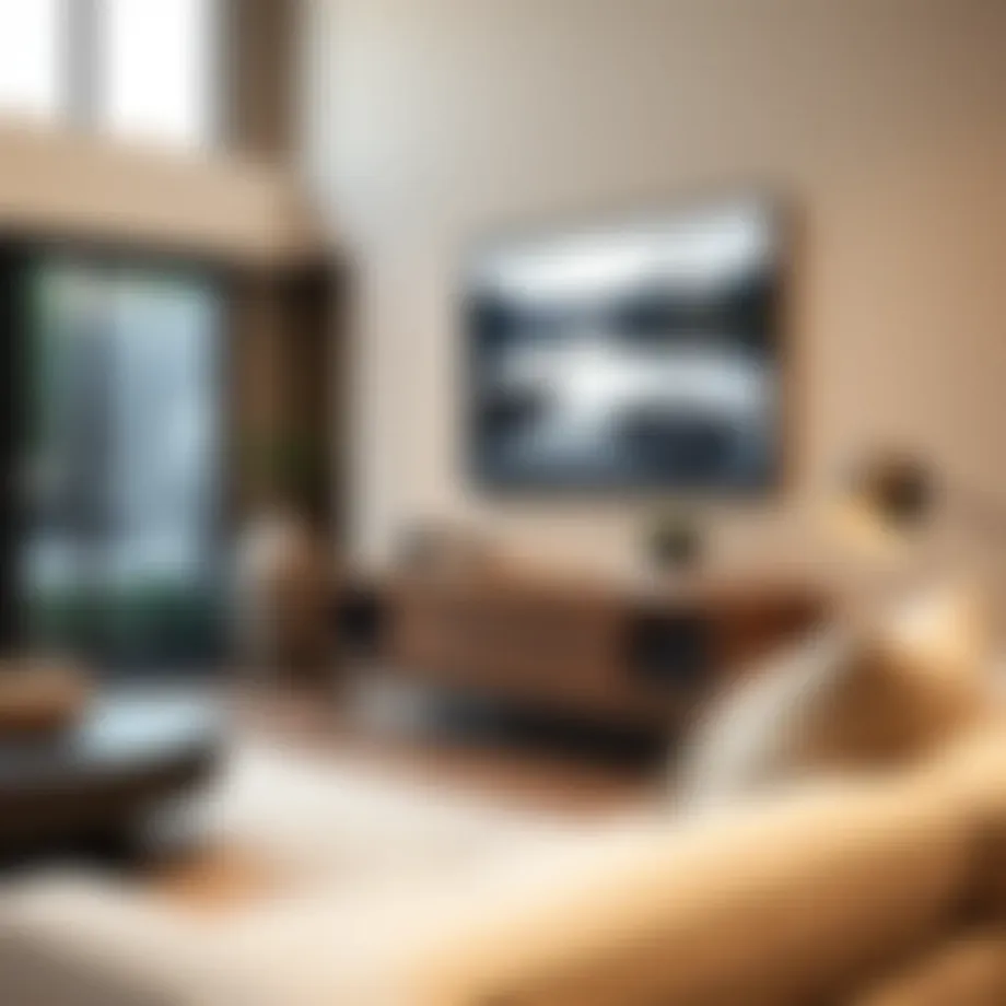 Stylish sofa console in a modern living room