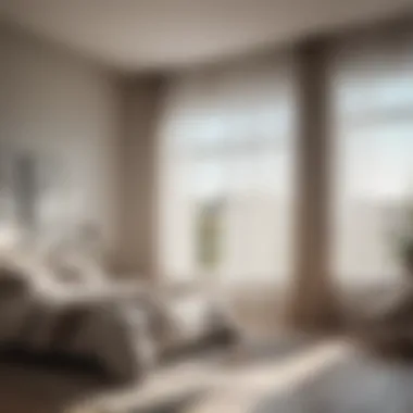 Stylish Tulle Curtain in Minimalist Bedroom Stylish tulle curtain in a minimalist bedroom setting