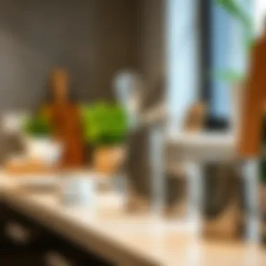 Elegant stainless steel kitchen tools displayed on a countertop