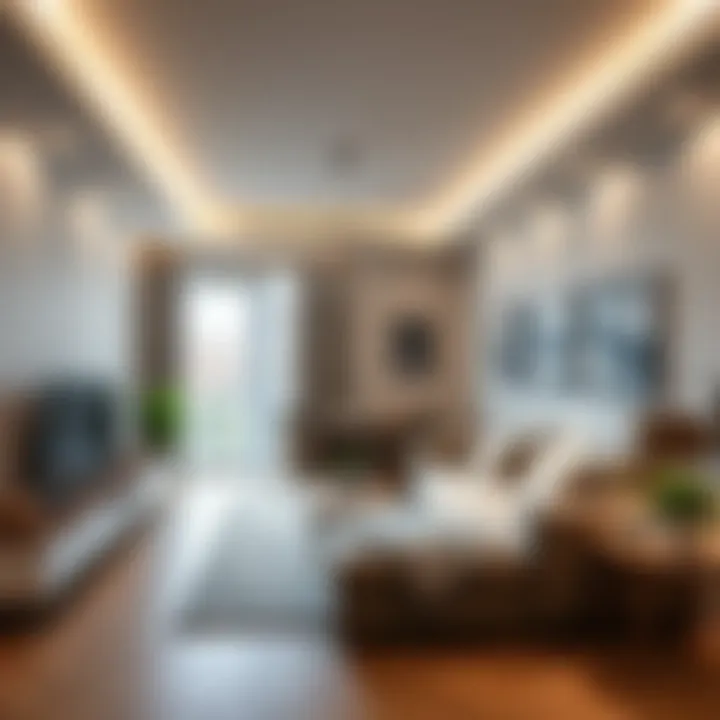 Contemporary apartment interior showcasing standard ceiling height