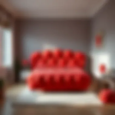 Stylish strawberry-themed bed in a modern youth room