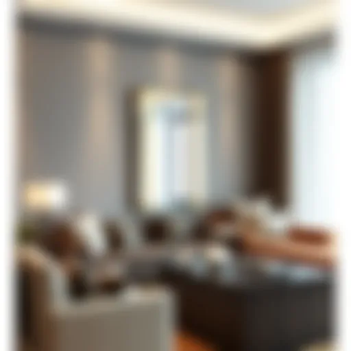 Elegant living room featuring strip decorative mirror